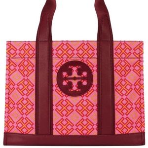 Tory Burch Limited Edition Honeysuckle 4T Printed Classic Canvas & Leather Tote